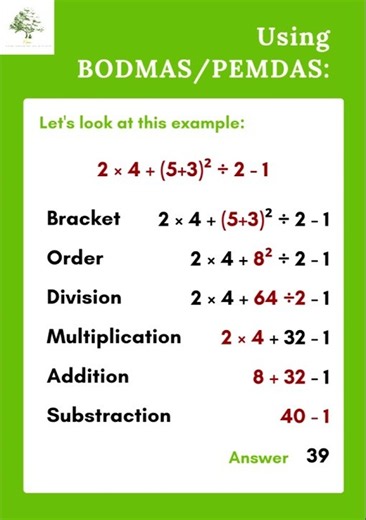Order of Operations using BODMAS/PEMDAS