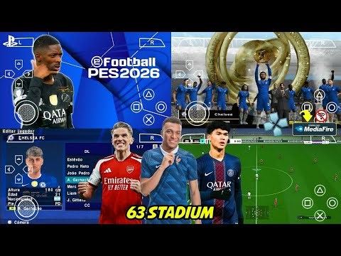 eFootball PES 2026 PPSSPP Android Offline Full Update UCL & League Kits 25/26 Season 4k Graphics