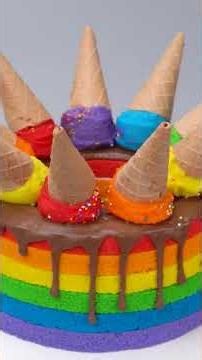 #shorts Rainbow Chocolate Ice Cream Cake, Satisfying Video Top Cake #cake #satisfyingcake