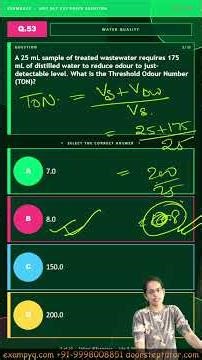 UGC NET Environmental Science December 2025 Solutions - Threshold Odour Number TON