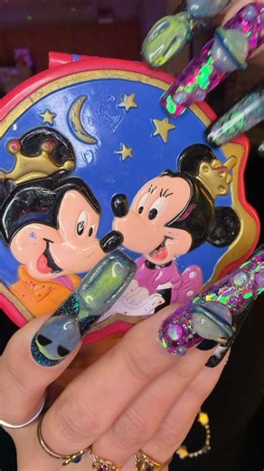 VINTAGE 1995 Polly Pocket show and tell - this outer space Mickey and Minnie @Disney x @pollypocket collab was everything!!!! Looking a bit rough now, but I plan on repainting it!! I just need to find the perfect paint 🎨 This video is a nostalgic 90s toy show and tell with xl press on nails for ASMR tingles, relaxation, sleep aid, and nostalgia of courseeeee. Enjoy 🌏 #bestlifebybrooke #pollypocket #pollypockets #vintagetoys #90skid