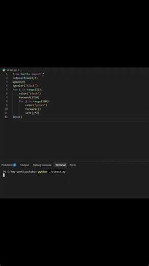 كيف ترسم فيروسات كورونا الخضراء بكود بايثون في ثوانٍ! 🐍🦠 #python #coding #shorts