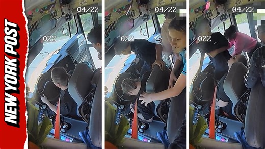 Scary moment middle school students save bus driver after she goes unconscious