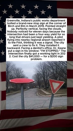 Town Installs New Stop Sign Pointing Straight at the Sky