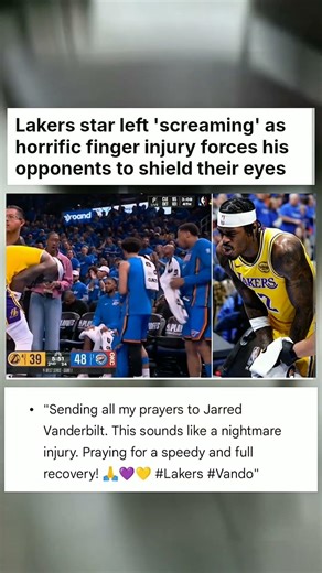 Lakers star left 'screaming' as horrific finger injury forces his opponents to shield #sports #news