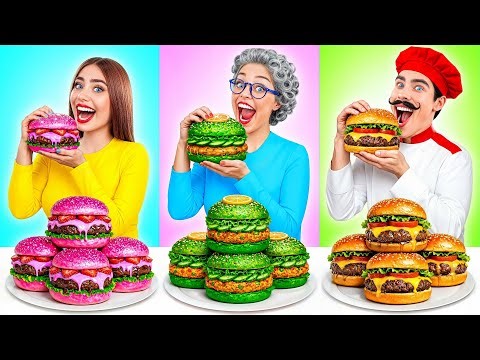 Rainbow VS Chocolate VS Pink Color Cooking Challenge | Kitchen Battle with Food Multi DO Challenge