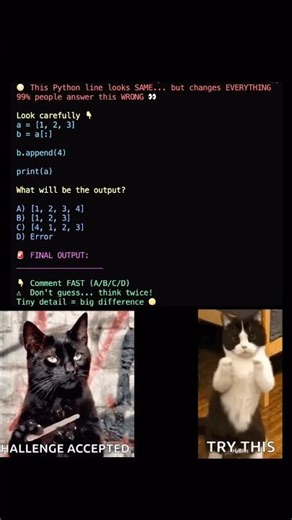 99% Fail This Python Question 😳 | List Copy Trick #python #shorts #pythonchallenge #learnpython