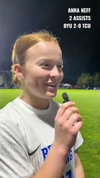BYU freshman Anna Neff after setting up two goals in a 2-0 win over TCU, Sept. 28, 2026 in Provo