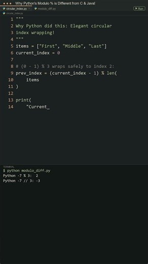 Why Python's Modulo % is Different from C & Java! #python #compsci #datastructures