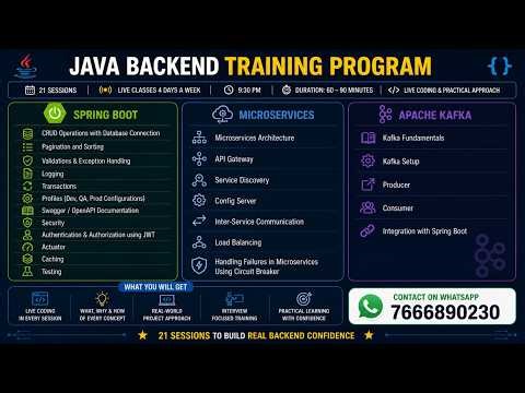 Java Backend Training | Spring Boot + Microservices + Kafka | 21 Sessions Program