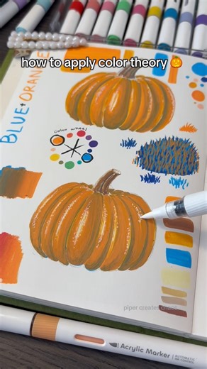 60s color theory tutorial with Shuttle Art acrylic markers 🎃 #arttutorial #colortheory #drawing