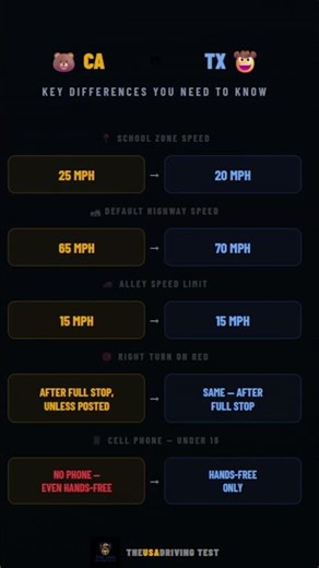 California vs Texas Driving Laws — NOT the Same 🐻🤠 #DMVtest #californiaDMV #texasDMV