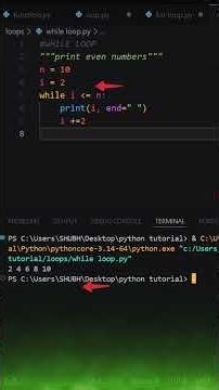 Python While Loops Print Even & Odd Numbers up to N #whileloops #pythontutorial #pythonshorts #howto