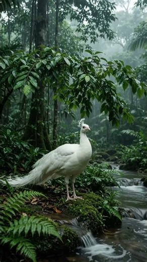 White Peacock in a Tropical Thunderstorm 🦚⛈️ | Rain Sounds #shorts