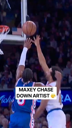 Maxey gets the chase down block on Landry Shamet 💪
