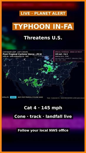 Typhoon In-Fa Threatens the U.S., Cat 4 145 mph | Planet Alert #hurricane #shorts