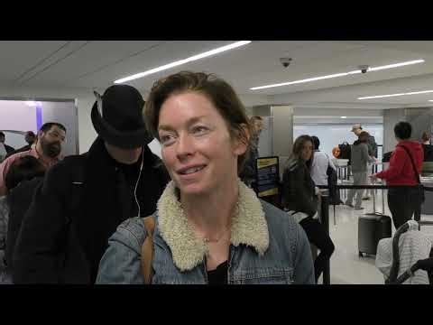 Julianne Nicholson talks about Tonya Harding playing Tonya Harding while departing at LAX Airport in