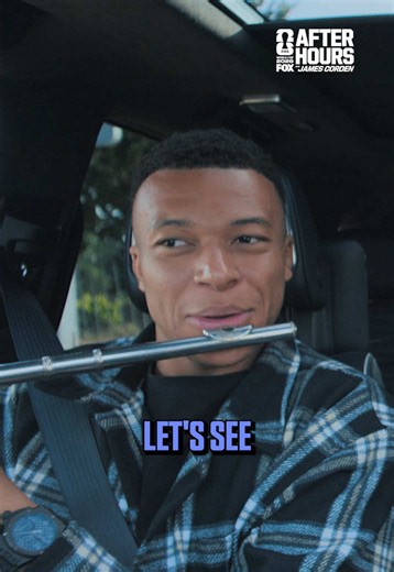 Kylian Mbappé showing off his flute-playing skills with James Corden #kylianmbappe #mbappe #france #fifaworldcup #jamescorden