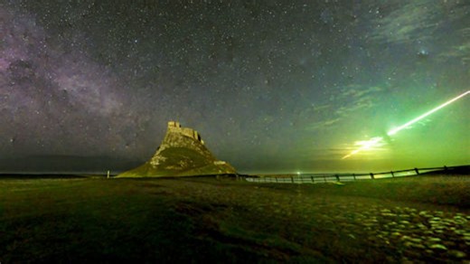Bright-green fireball meteor caught exploding above famous Viking raid site in UK