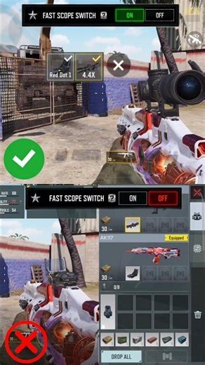 FAST SCOPE SWITCH On vs Off in COD Mobile