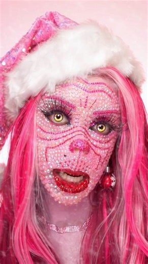 PINK GRINCH! 💖 Rhinestone Makeup Transformation! 🎄