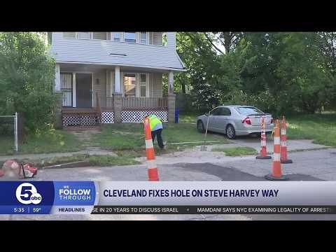 City of Cleveland fixes hole along Steve Harvey Way