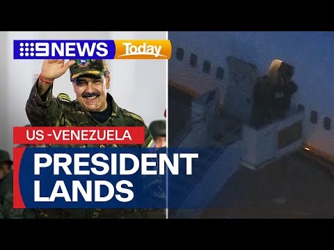 Plane carrying the US-captured President of Venezuela lands | 9 News Australia