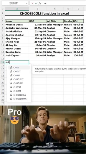 Excel Choosecols Function Ka Use Kaise Kare | Best Excel Formula Trick | #excel #exceltips