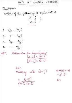 SAT Math Complex Numbers Shorts (Question 6)