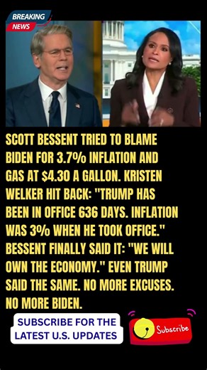 Welker Stops Bessent Cold Trump In Office 636 Days, Inflation Rose From 3% to 3 7%, Gas Up 44%