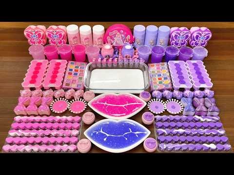 Fun slime mixing ASMR – Glossy pink vs purple slime challenge