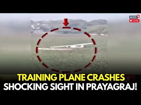 SHOCKING MOMENT: Engine Fails Mid-Air! Watch Trainee Plane Splash Down In Prayagraj | LIVE