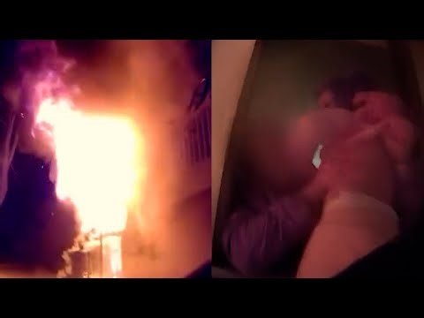 Child Cries For Mother As Firefighter Carries Her Away From Burning Apartment