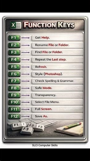 Computer Function Keys (F1–F12) Explained in English | Keyboard Shortcut Tricks 🔥#shorts