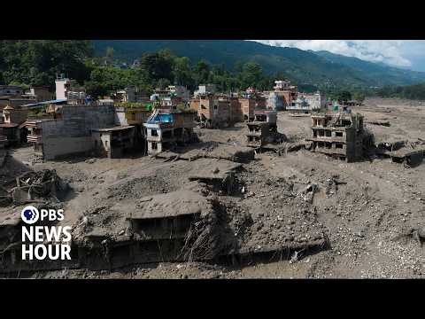 Wall of mud and debris floods communities in Nepal and Tibet