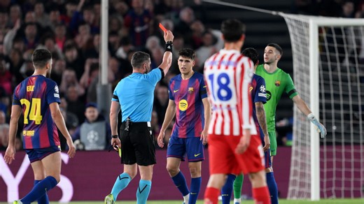 A brutal two minutes for Barcelona! Pau Cubarsi sent off as VAR intervenes to overturn yellow card before Julian Alvarez strikes for Atletico Madrid | Goal.com Ghana