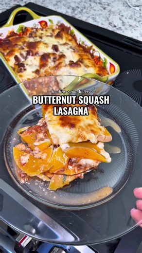butternut squash lasagna 🍅 🧅 ingredients: 1 tablespoon olive oil 1/2 an onion, diced 1 pound ground meat 3-4 garlic cloves, minced 30 oz diced tomatoes 2-3 tablespoons fresh chopped basil 1 teaspoon salt 1/2 teaspoon pepper 1/4 cup fresh shredded Parmesan cheese 2-3 tablespoons fresh chopped parsley 1 egg 1 cup cottage cheese (or ricotta) 1 large butternut squash, thinly sliced — about 1/8 inch thick 4 cups fresh shredded mozzarella cheese, divided #butternutsquash #fallrecipes #lasagna #lasag
