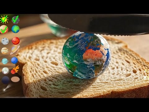 ASMR AI Spreading Planets on Toast 🪐 Oddly Satisfying Galaxy Food & 3D Physics