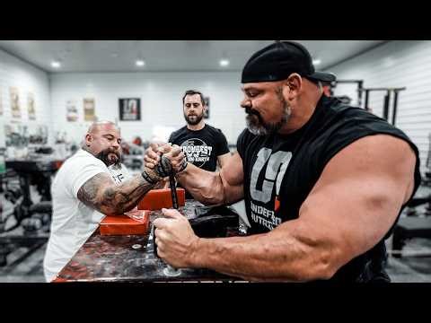 BRIAN SHAW VS BRANDON ALLEN ARM WRESTLING | RAW TRAINING FOOTAGE!