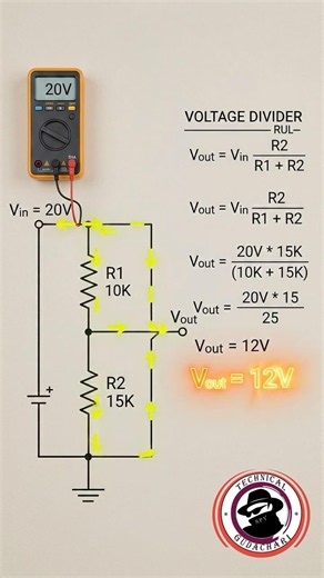 Voltage Divider Rule Explained in 60 Seconds ⚡ | Easy Electronics Tutorial #shorts