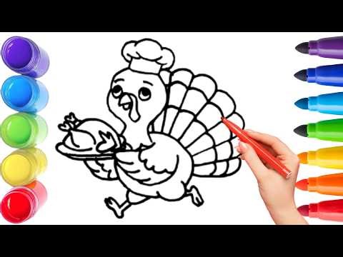How To Draw cute cartoon turkey Drawing, Painting & Coloring For Kids and Toddlers_ Child Art 🐋🌈🎨