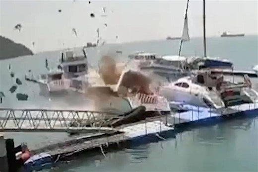 Shocking video shows moment tour guide is killed in speedboat explosion at exotic tourist spot
