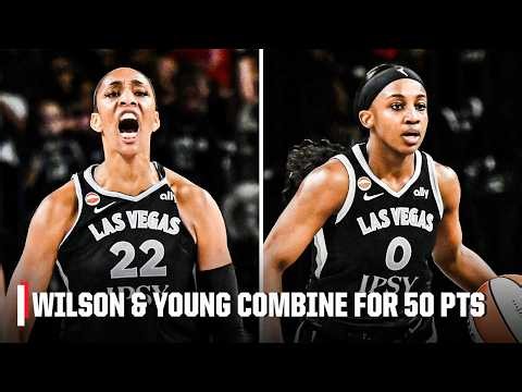 A'ja Wilson and Jackie Young combine for 50 PTS in Aces' dominant win vs. Tempo 💪 | WNBA on ESPN