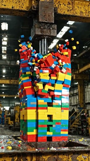 Hydraulic Press vs Giant LEGO Tower – Satisfying Destruction in Slow Motion