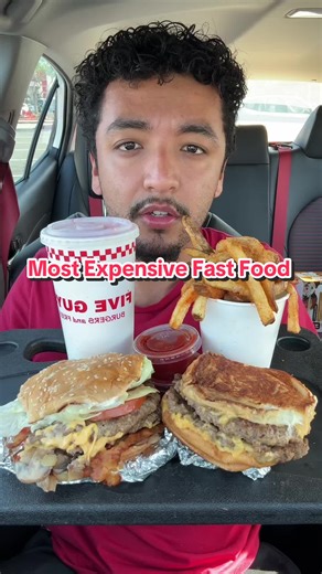 Trying Most Expensive Fast Food in America! #fiveguys #foodtiktok #mukbangeatingshow #fastfood #foodreview