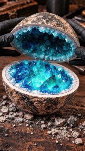 I couldn't believe what was inside this rock #geode #crystals #nature