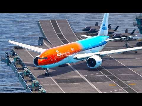 This Pilot Is Awesome! KLM Boeing 777 Takes Off from an Aircraft Carrier - MSFS