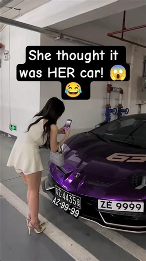 She thought it was HER car! 😱😂 #shorts #prank #lamborghini