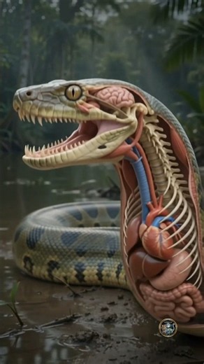 Inside an Anaconda: How It Bites, Develops Babies & Gives Birth | 3D Snake Anatomy #shorts #3d