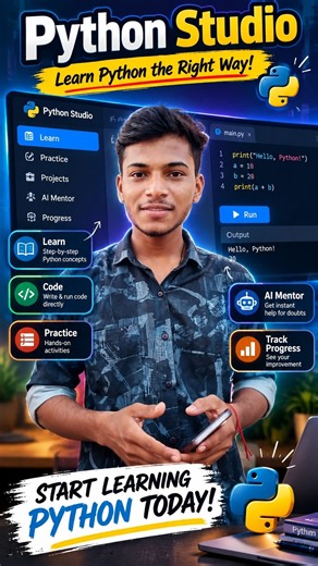 Learn Python → Understand AI → Build Better #Python #AI #LearnPython #PythonStudio #Coding #AITools
